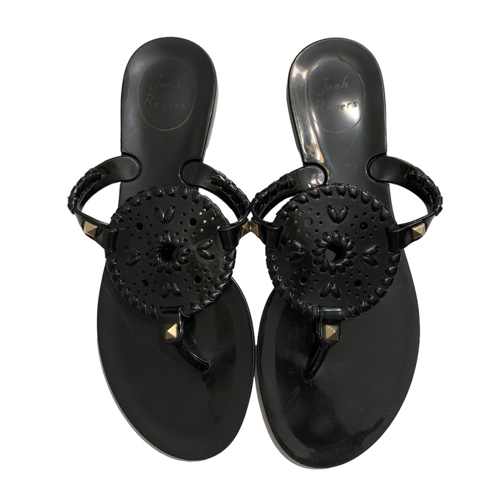 JACK ROGERS Black Georgica Jelly Sandals Sz 6 - Picture 3 of 11